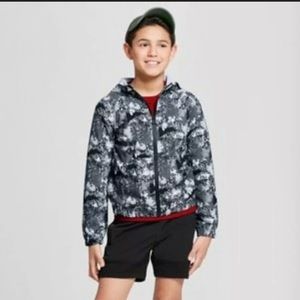 Hunter Kid's Full Zip Rain Jacket Gray Camo Silver